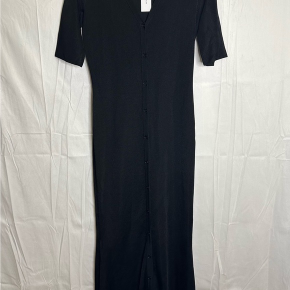 Karen Millen Viscose Blend Slinky Sheer Knit Button Front Midaxi Dress - Picture 3 of 3